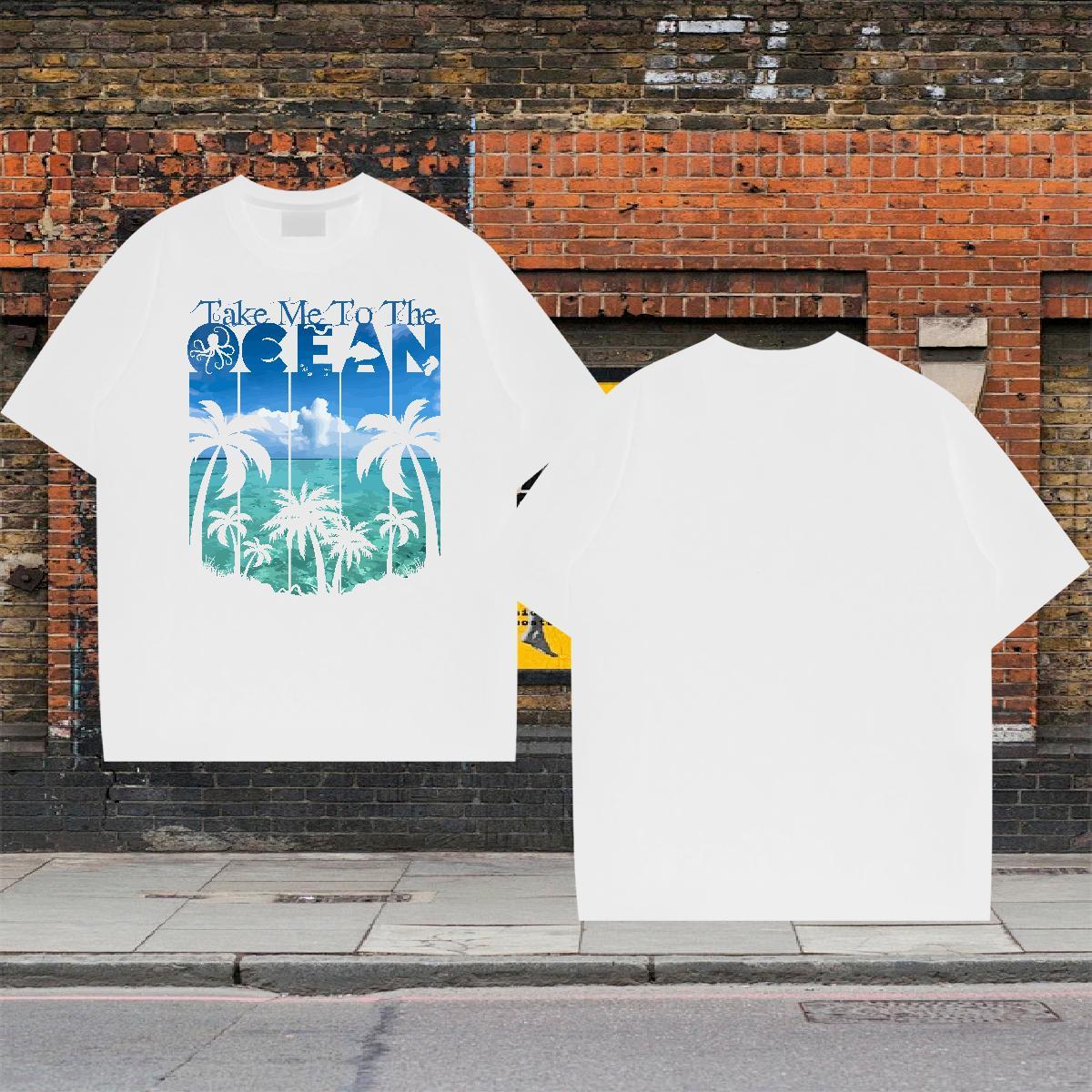 Classic Mens Tshirts 230g Pure Cotton Home Outdoor tree DIY Printed Breathable Crew Neck New Arrival T shirt Tops Shirt