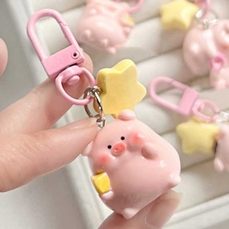 3D Pink Pig Keychain Pendant Cartoon Resin Charm Key Rings Hangings Keychain For Girl Boy DropshippingL240729