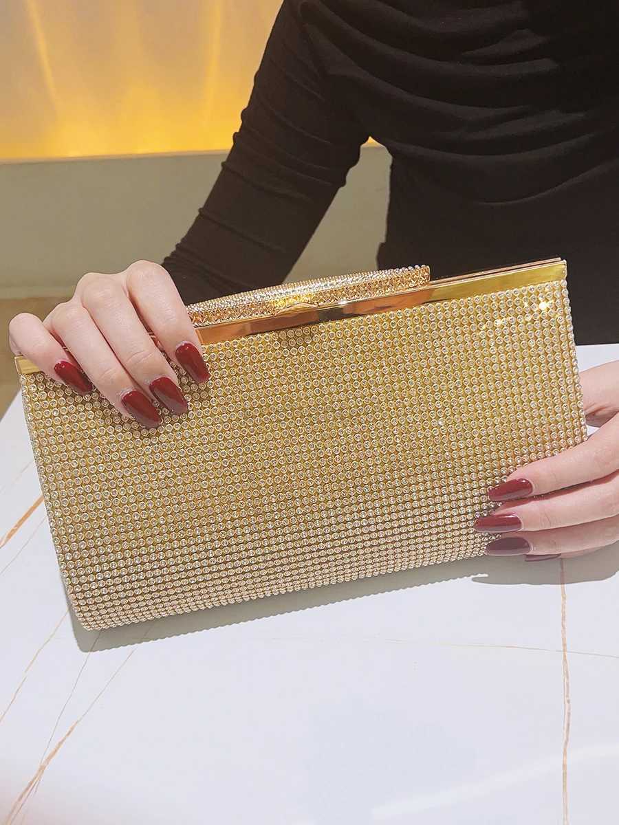 Glitter Rhinestone Clutch For Women Crystal Purse Crossbody For Bridesmaid Wedding Party Handbag Luxury Silver Evening BagXJ240729
