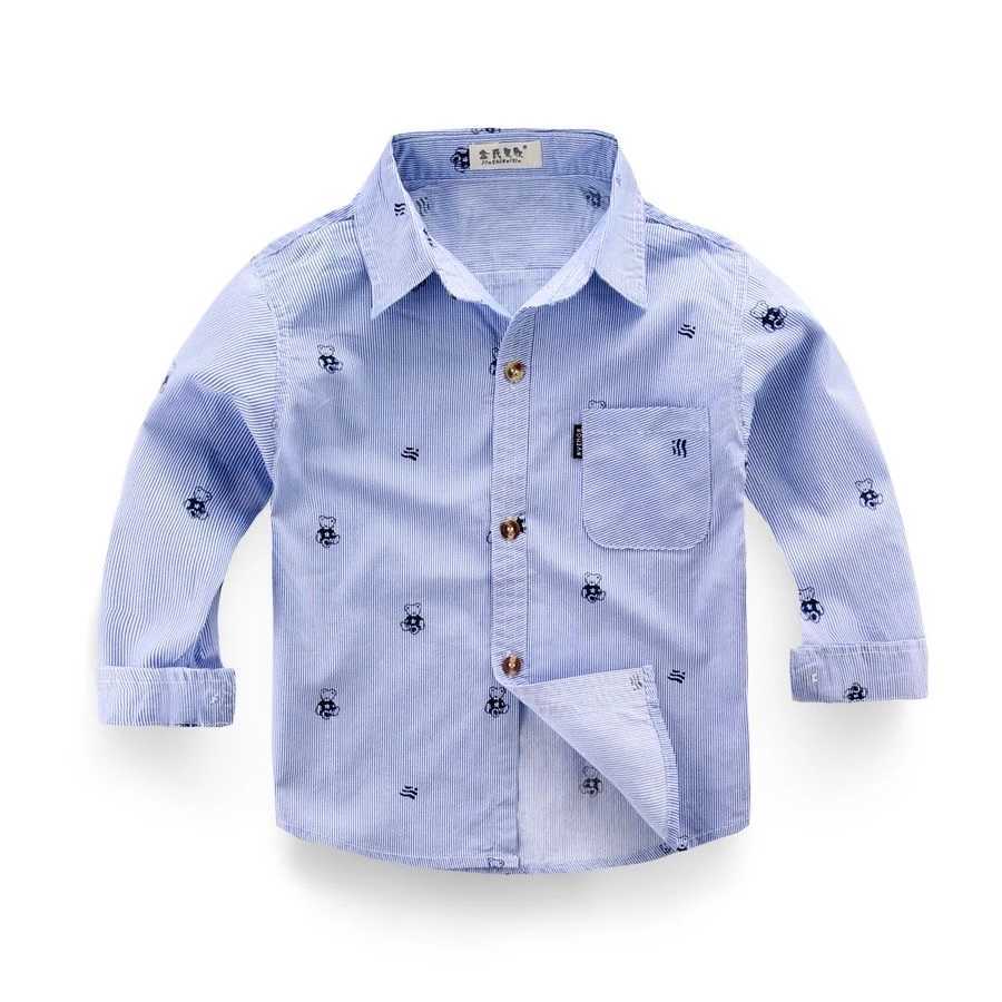 Hot selling childrens shirts fashionable long sleeved baby boys shirts plain weave style childrens shirts spring and autumn cotton topsW240729