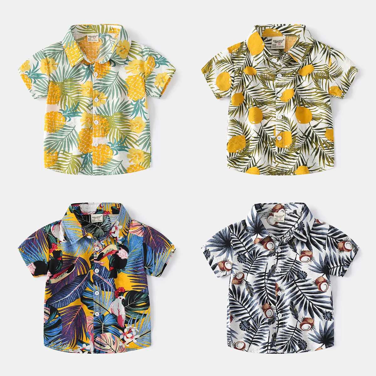 Baby boy short sleeved shirt soft and comfortable casual short sleeved shirtW240729