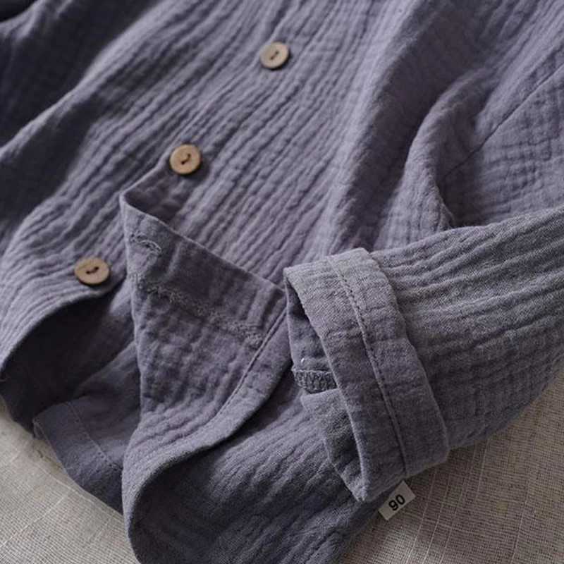 Autumn New Childrens Baby Cotton Linen Long Sleeve Shirt Literature Japanese Boys and Girls Casual Button Thin Cardigan WTB81W240729