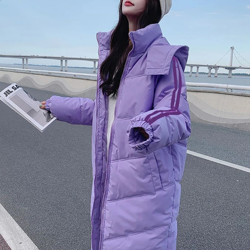 Winter Women Jacket Coats Long Parkas Female Down Cotton Hooded Overcoat Thick Warm Jackets Windproof Casual Student Coat 240813
