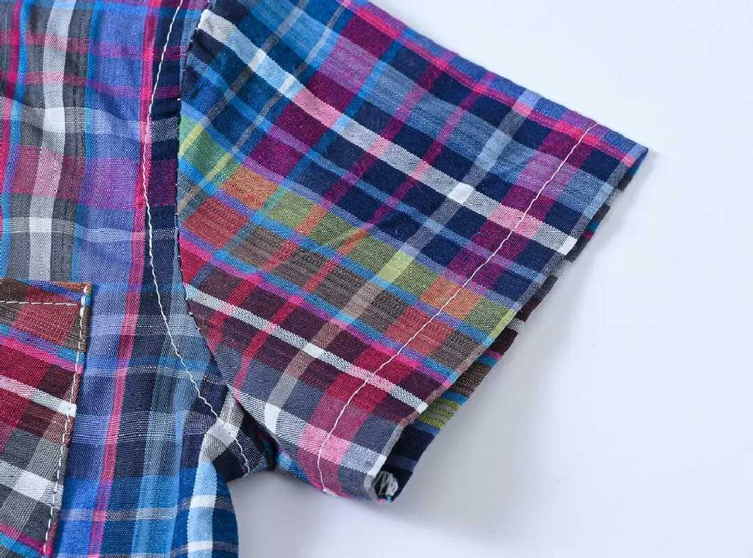 Childrens clothing boys checkered shirt childrens high-qualityW240729