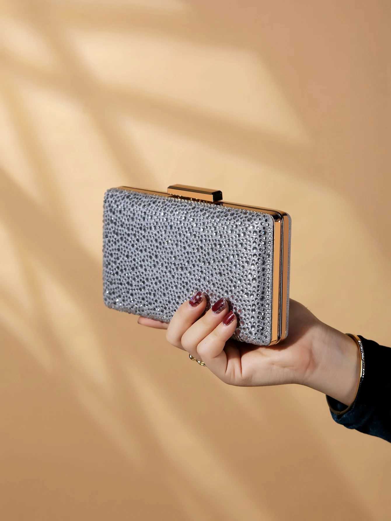 Glamorous Elegant Exquisite Quiet Luxury Sequin Stylish Luxury Shiny Mini Glitter Artificial Rhinestones Chain Dinner BagXJ240729