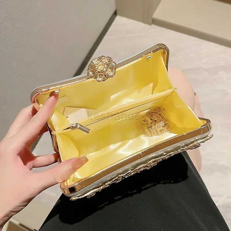 Hollow Rhinestone Evening Bag Elegant Box Clutch Purse Womens Handbags for Party Prom Wedding Female Clutch BagXJ240729