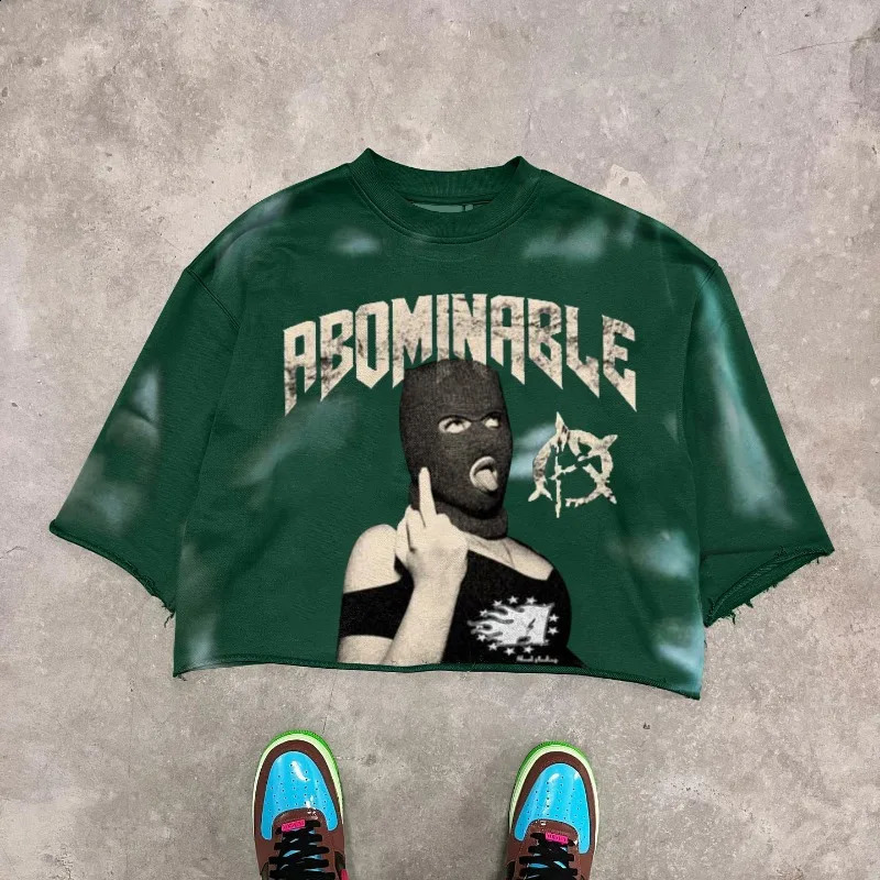 Y2K Harajuku style Shin printed Tshirt for womens street retro hiphop pop punk casual clown sports short sleeved w240822