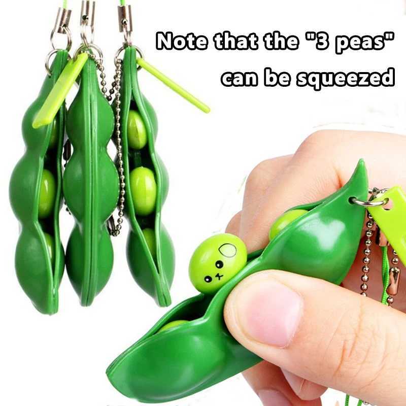 1pcs Squishy Squeeze Peas Beans Keychain Cute Stress Adult Toy Key Chain Fidget Toys Pack Portachiavi Decompression Edamame ToysL240729