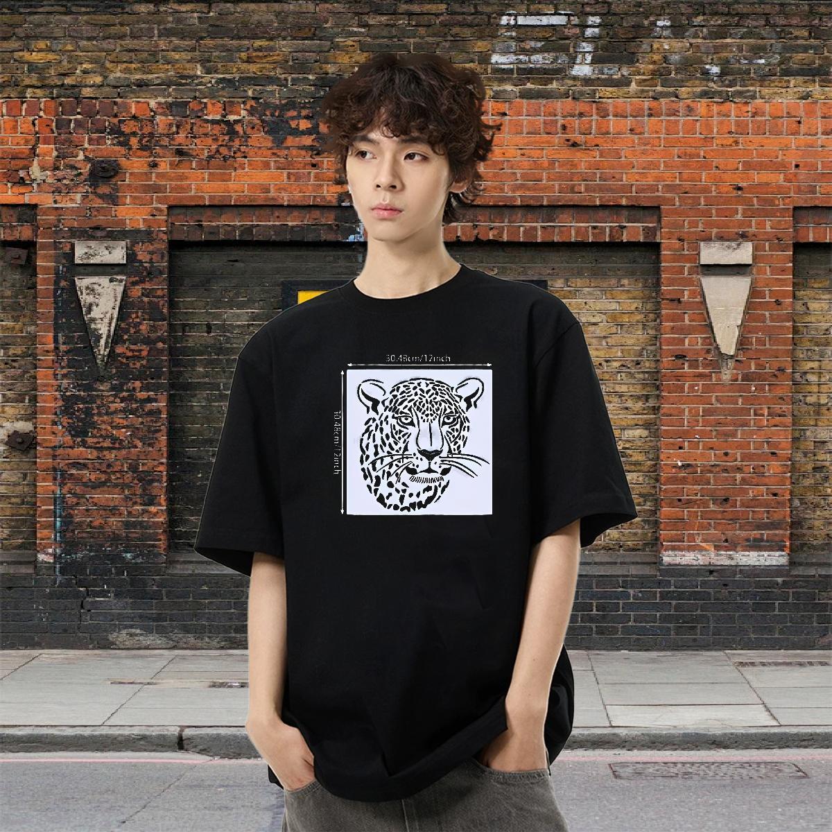 Brand Mens Tshirts 230g 100% Cotton Daily Outfit leopard Customized Print Short Sleeve Soft 2024 Summer Man T Shirts Top Tees