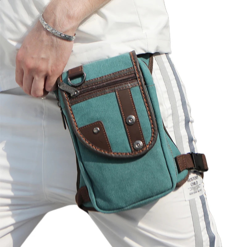 Men Waist Pack Bum Leg Thigh Bag Motorcycle Rider Nylon/Canvas /Assault Male Cross Body Fanny Pack Hip Belt Drop Bags 240729