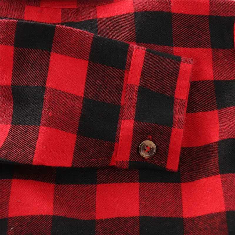 1-7 year old childrens long sleeved red and black plain collar top baby boys and girls Christmas shirt topW240729