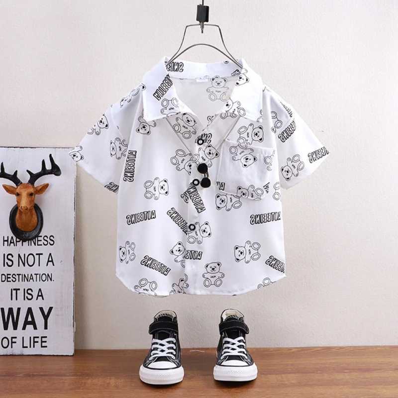 Childrens shirts childrens clothing soft short sleeves baby tops cartoon prints childrens shirts casual childrens clothingW240729