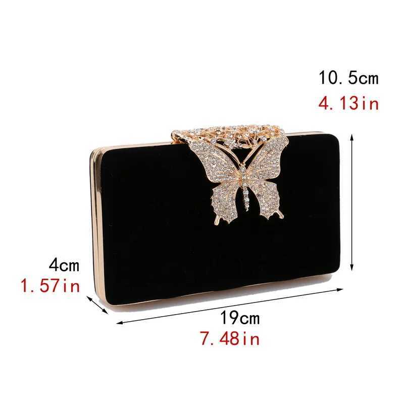 Women Evening Bags Butterfly Golden Day Clutch Rhinestones Shoulder Chain Party Holdr Handbags For Fashion Lady PurseXJ240729