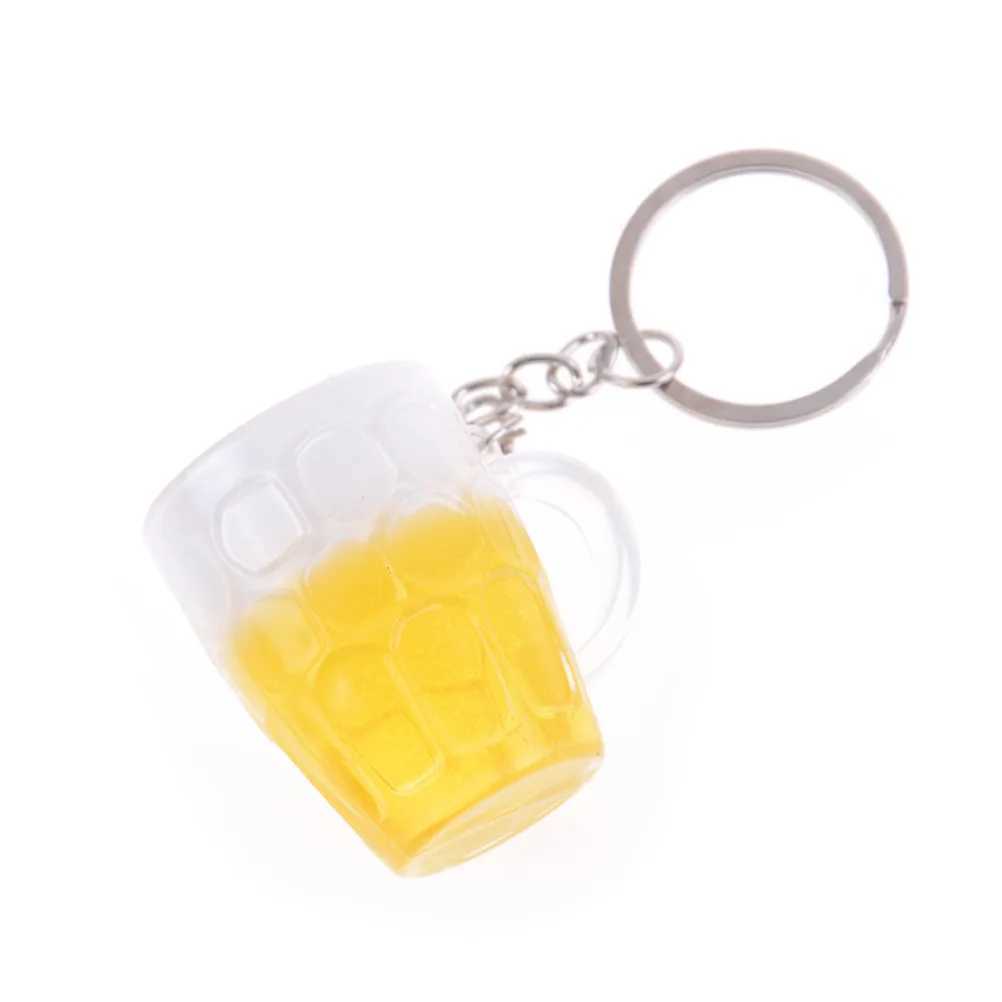 New Acrylic Beer Mug Keychain Simulation Mini Drink Glass Keyring Men Women Couple Key Holder Bag Pendant Jewelry Accessory GiftL240729