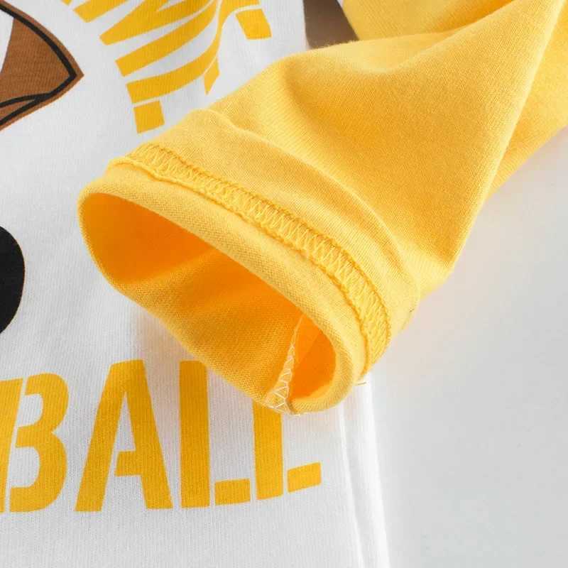 T-shirts 2024 Childrens Clothing Autumn New Boys Bottoming Shirt Letters Rugby Print Cotton Kids T-shirt Baby Long Sleeve Tops TeesL24729