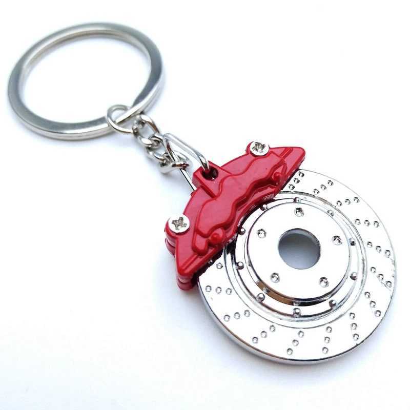 Creative gift car metal keychain turbo gear hub pendant brake disc shock absorber PendantL240729