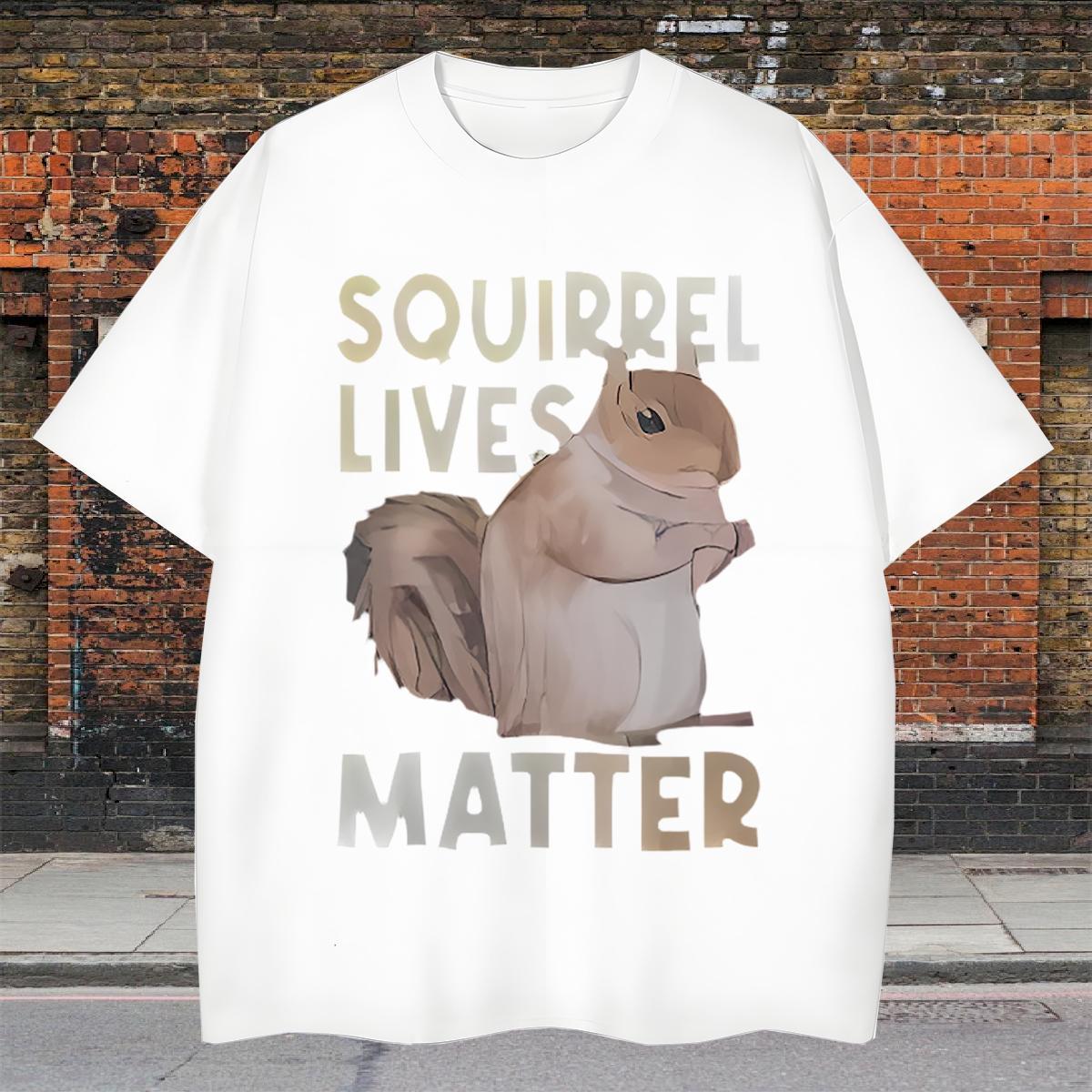 Loose Men Clothes T-Shirt 230g Pure Cotton Spring Summer squirrel DIY Printed Crew Neck New Designer Men T Shirts Clothings