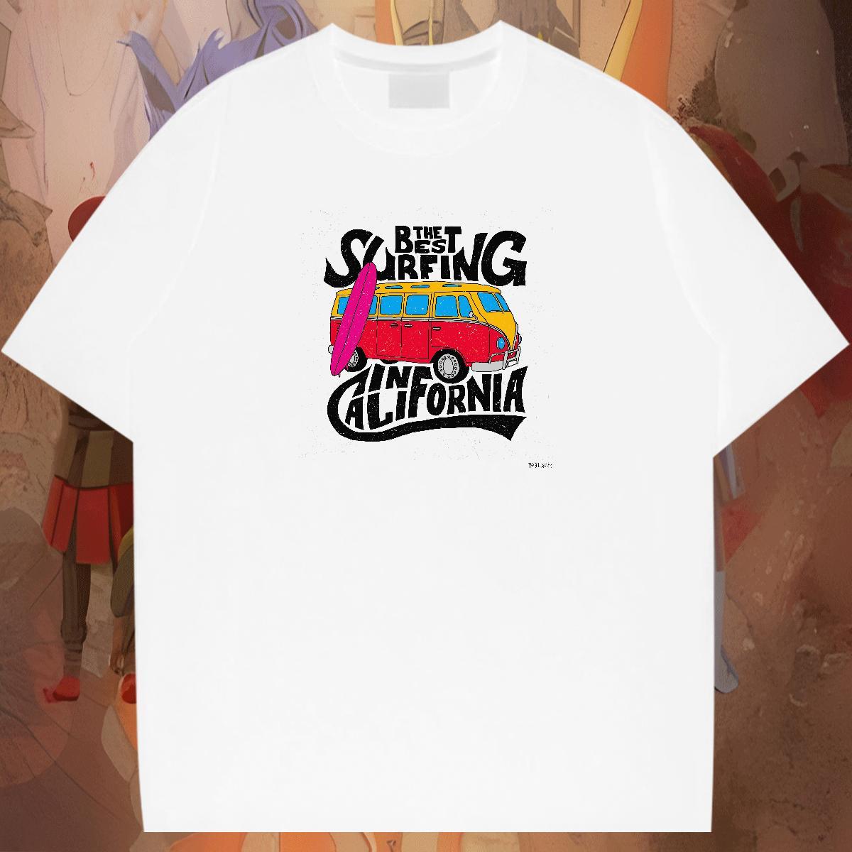 Loose Couples T Shirts 230g Pure Cotton Casual Beach car Plus Size Cartoon Breathable Short Sleeve Custom T-Shirts Clothings