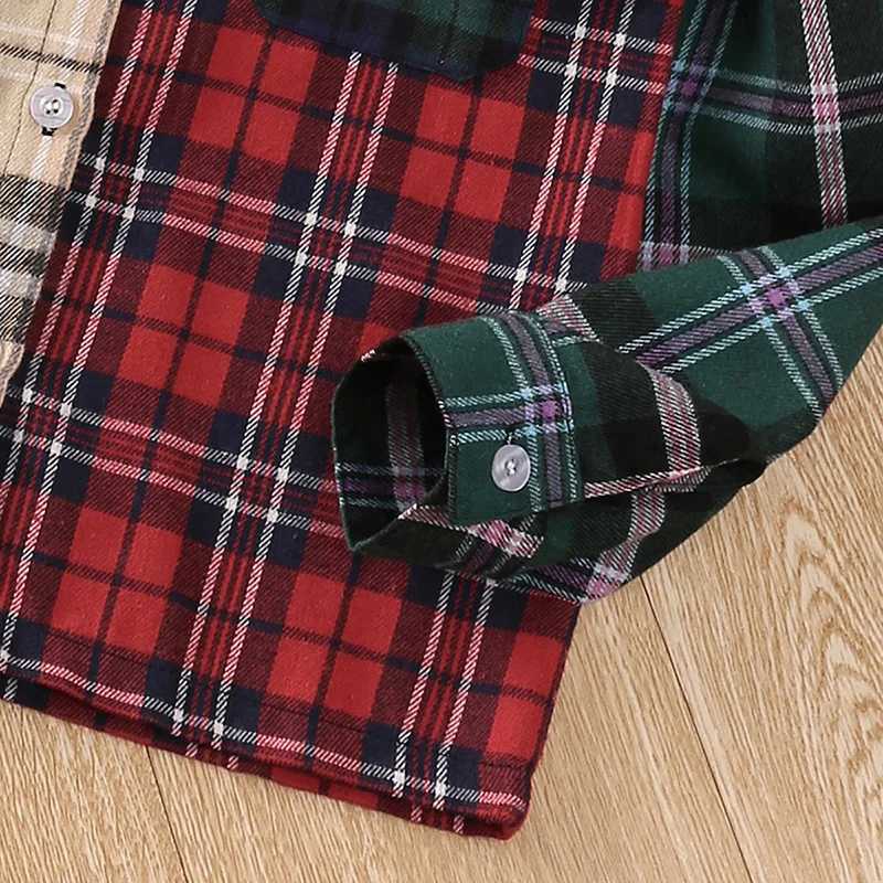 Children aged 5-12 years old multi-color checkered shirt hooded shirt fashionable boys casual shirtW240729