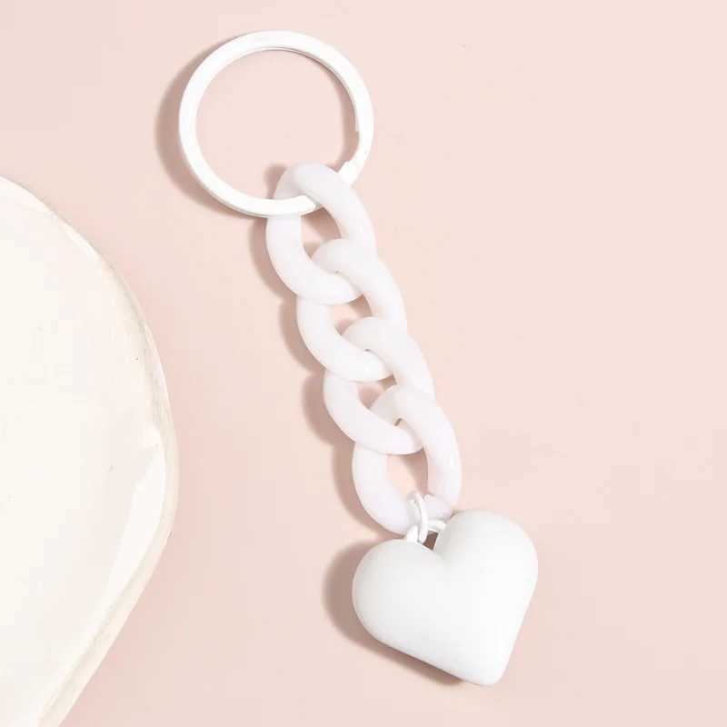 Handmade Heart Keychain Acrylic Plastic Link Chain Key Ring For Women Girls Handbag Pendant Accessorie Car Keys Jewelry GiftsL240729
