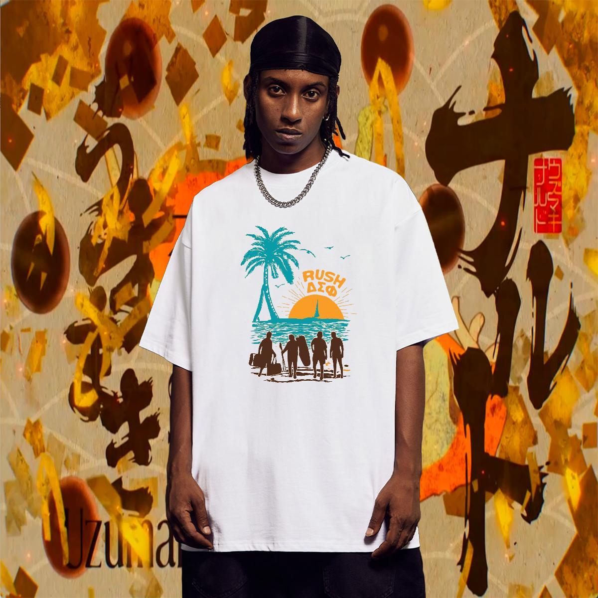 Classic Men Tops Tees 230g Pure Cotton Street Wear beach Customized Print Breathable Short Sleeve Brand Men T Shirts Clothes