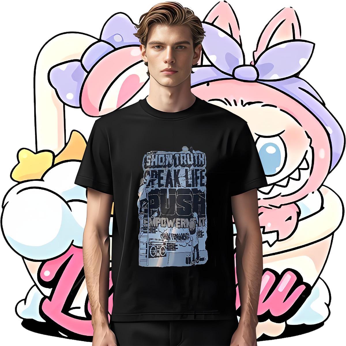 Wholesale Men Clothes T-Shirt 230g 100% Cotton Street letter Cartoon Print Breathable Short Sleeve Fashion Designer T shirt Tees Shirts