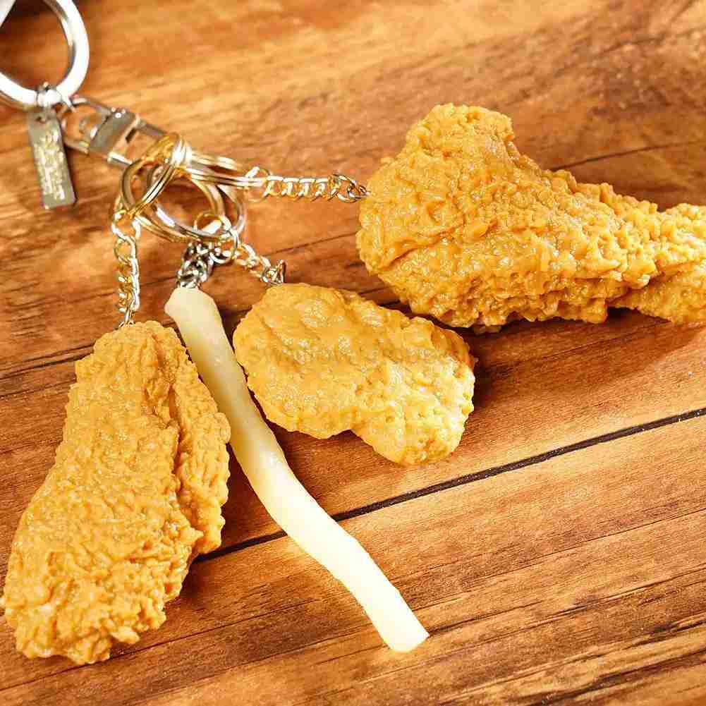Fried Chicken Simulation Food Keychain French Fries Chicken Nuggets Key Chain For Friend Gift Fashion Creative Food PendantL240729