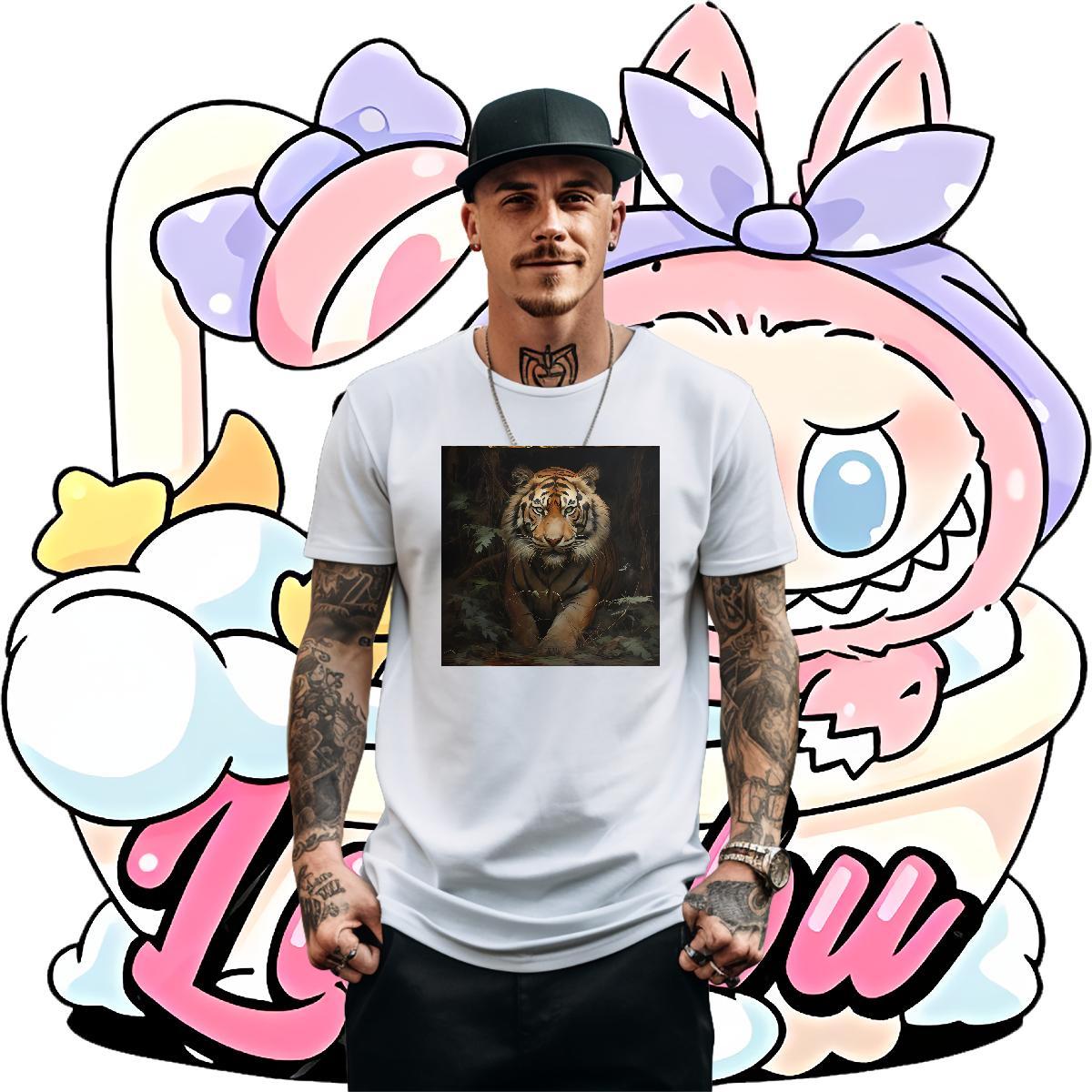 Free Shipping Mens Tshirts 230g Pure Cotton Street tiger Customized Breathable Short Sleeve Factory Direct Men T Shirts Clothes
