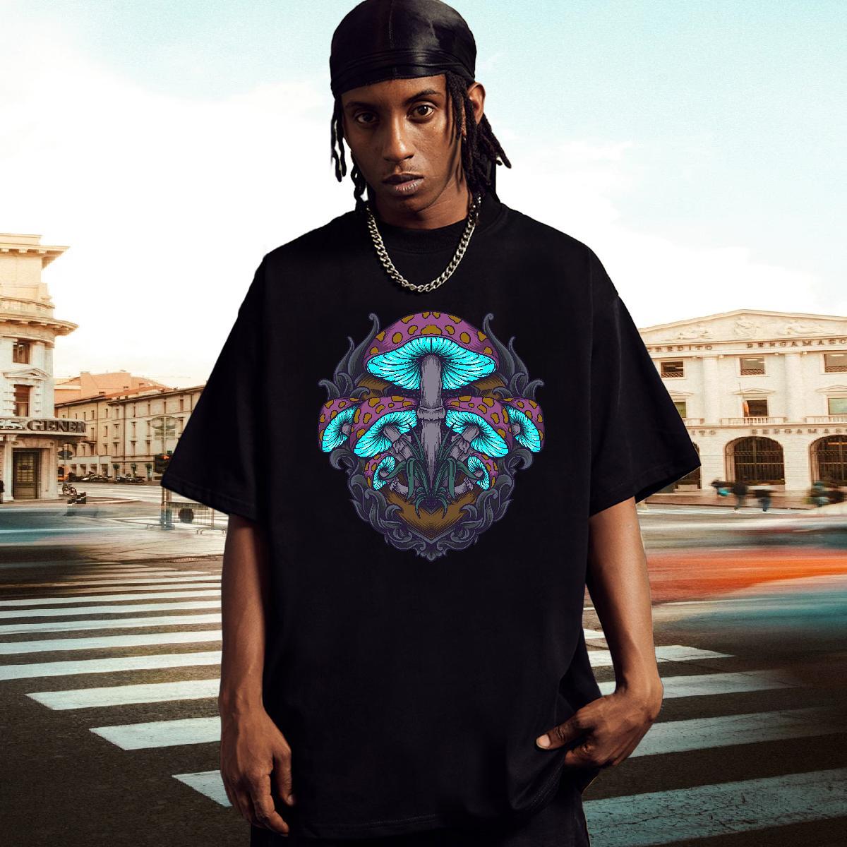 Designer Tshirts 230g Pure Cotton Casual Beach mushroom Oversized 3XL 4XL Breathable Crew Neck 2024 DIY Mens T Shirts Tees Shirts