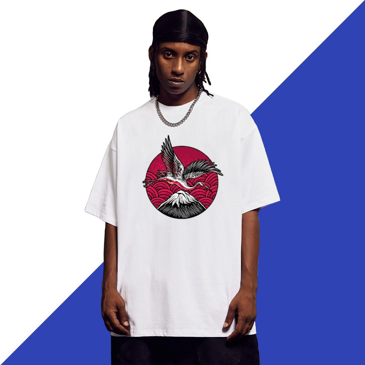 Loose Fit Men Tops Tees 100% Cotton 230g Beach eagle Graphic O-Neck Short Sleeve 2024 DIY T-Shirts Top Tees