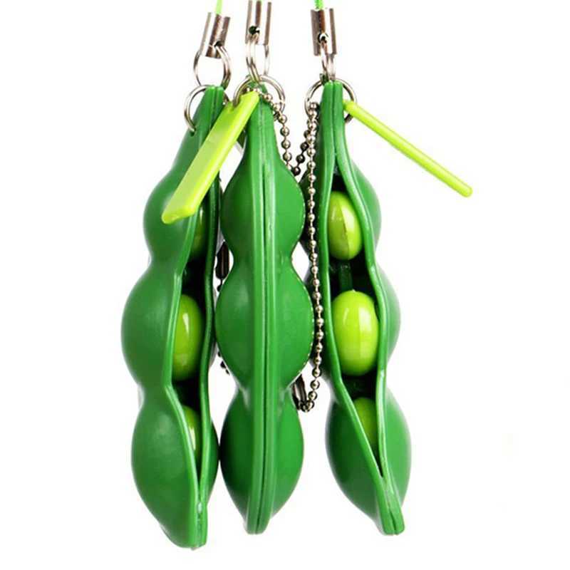 1pcs Squishy Squeeze Peas Beans Keychain Cute Stress Adult Toy Key Chain Fidget Toys Pack Portachiavi Decompression Edamame ToysL240729