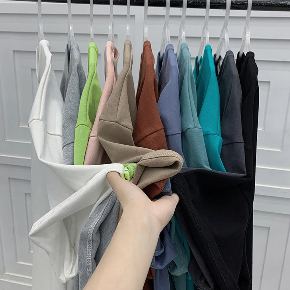 Quality 7.4oz 220gsm Drop-shoulder T-shirt For Men Large Size Short Sleeve Summer Cotton Tops Solid Color Casual Male Tee Shirts 240729