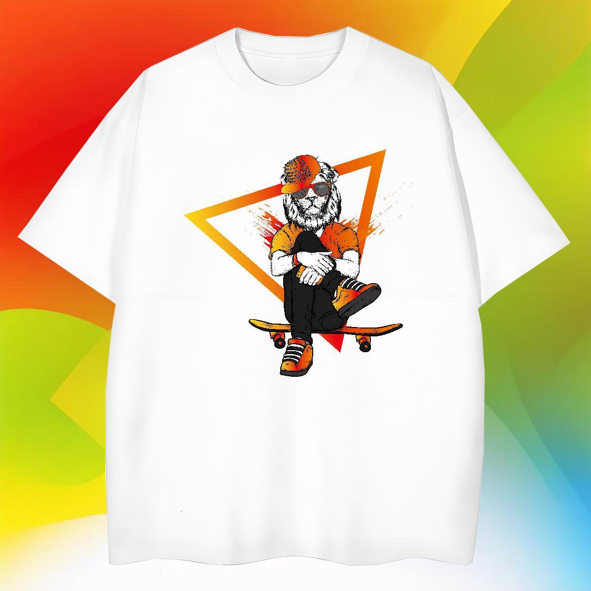 Soft Men Tees 230g 100% Cotton Beach lion Oversized O Neck Short Sleeves Fashion Designer Mens T Shirts Clothes