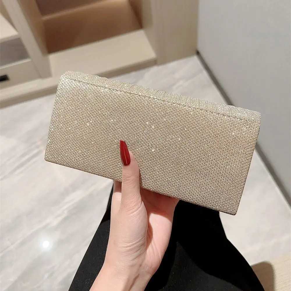 Fashion Ladies Gold Silver Luxury Satin Clutches Evening Bags Sequins Banquet Clutch Bag Wedding Party Purse Womens Chain BagsXJ240729
