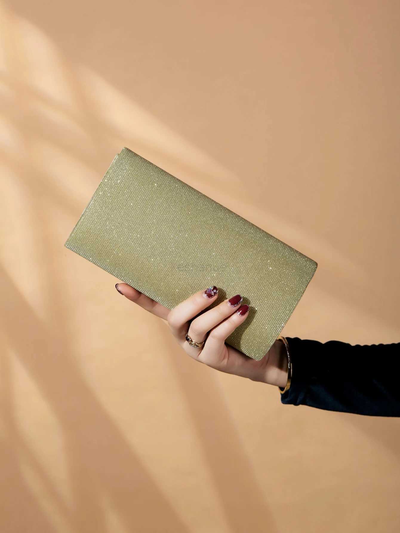 Glamorous Glitter Bling Sequin Luxury Shiny Rhinestone Decor Flap Chain Glitter Square Bag Evening BagXJ240729