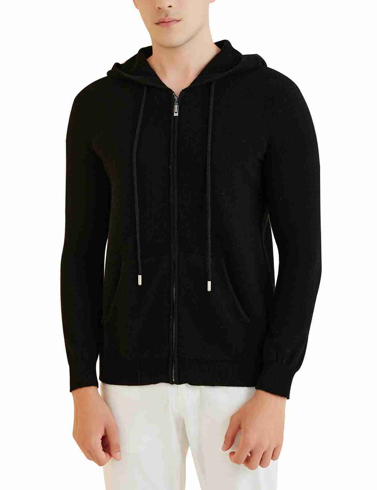Long sleeved sweater mens cardigan hooded sweatshirt 100% Merino wool 2023 autumn and winter warm long sleeved zipper sweatshirt hooded jacketW2465870