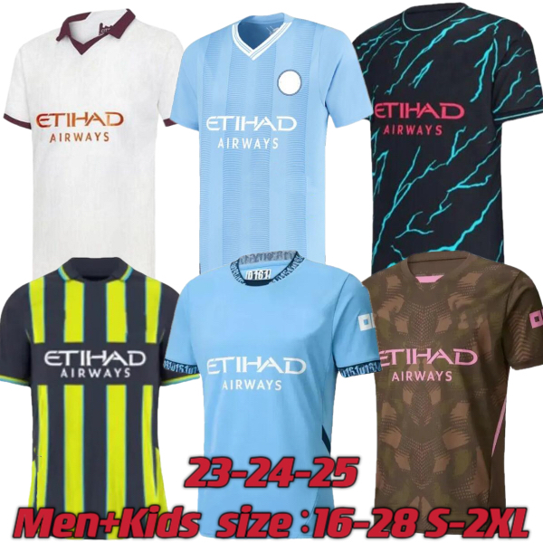 23 24 25 haaland player version soccer jerseys grealish j alvarez mans cities mahrez phillips fans de bruyne foden 23 2024 2025 fans football tops shirt kids kit S-2XL