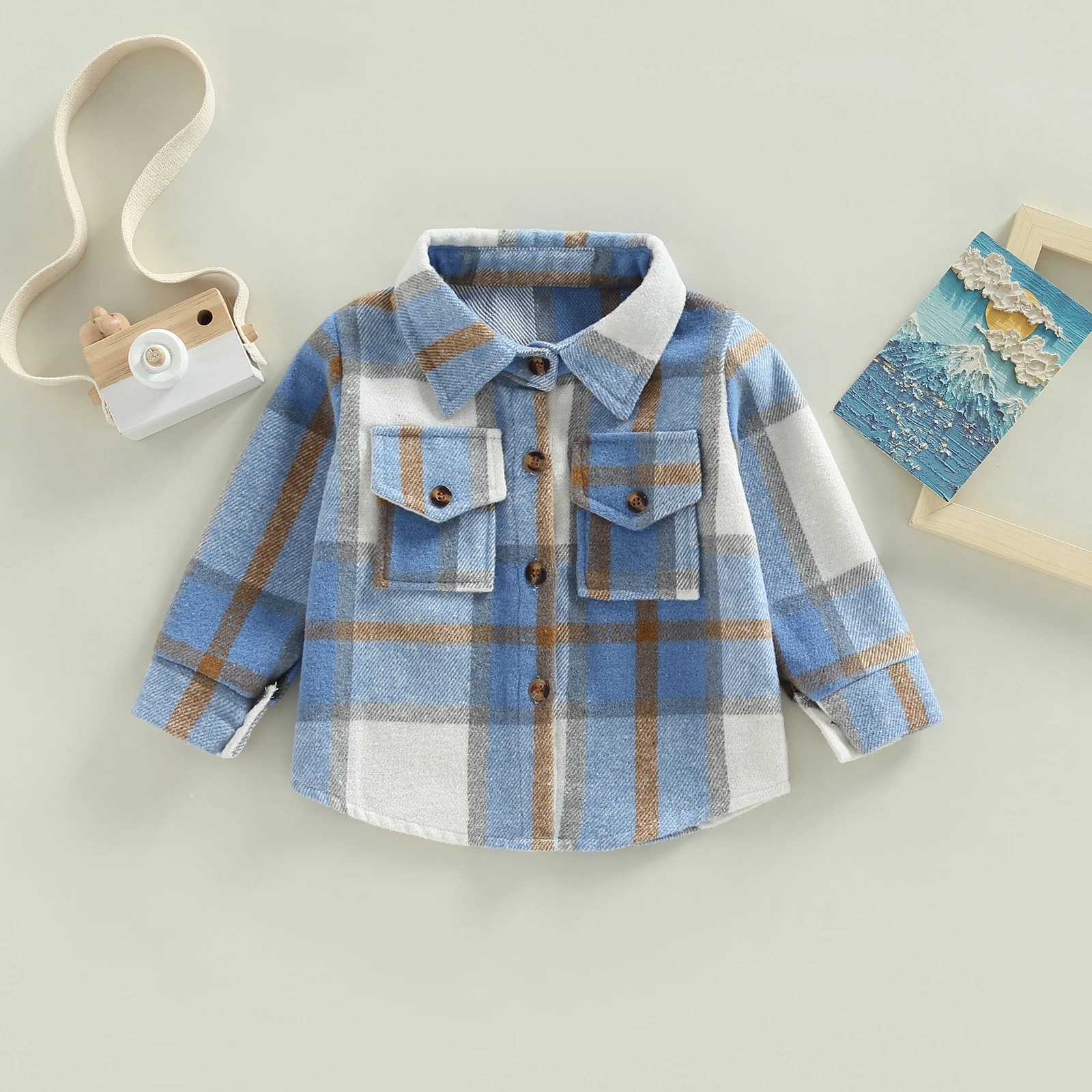 Autumn boys and girls colorful plain weave shirt jacket casual lapel long sleeved button up cardigan jacketW240729