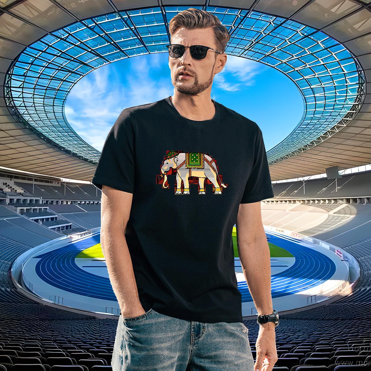 Designer Men Tshirts 100% Cotton 230g Daily Wear elephant Plus Size Cartoon Breathable Soft Custom T Shirts Men Tee Shirt