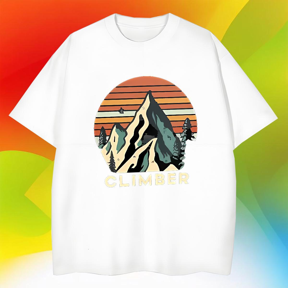TOP Quality Men Tshirts 230g Pure Cotton Hip Hop mountains Cartoon Printing L-4XL Breathable Short Sleeve Fashion New T Shirts Men Tops Shirt