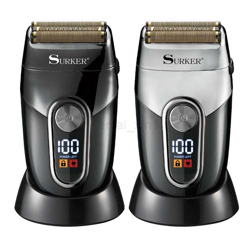 SURKER Bald Machine Whitener Trimmer Foil Hair Clippers USB Rechargeable LED Electric Shaver Razor Bald Head Shaving MachineY240729