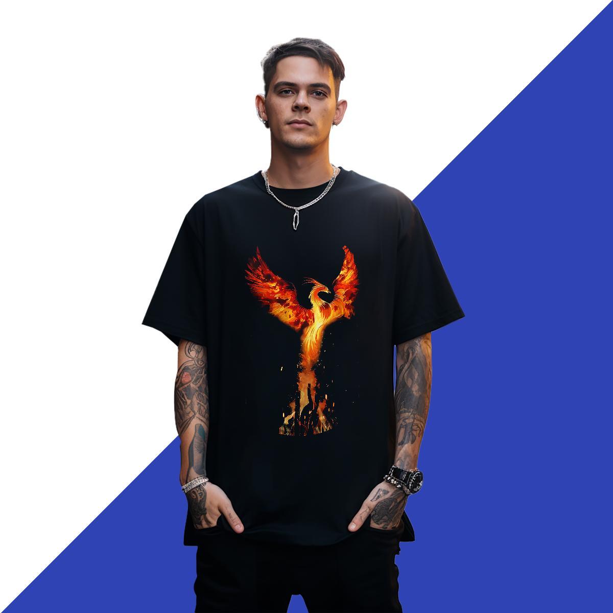Classic Mens Tshirts 230g Cotton Home Outdoor bird Black White Crew Neck 2024 T-Shirts Top Tees