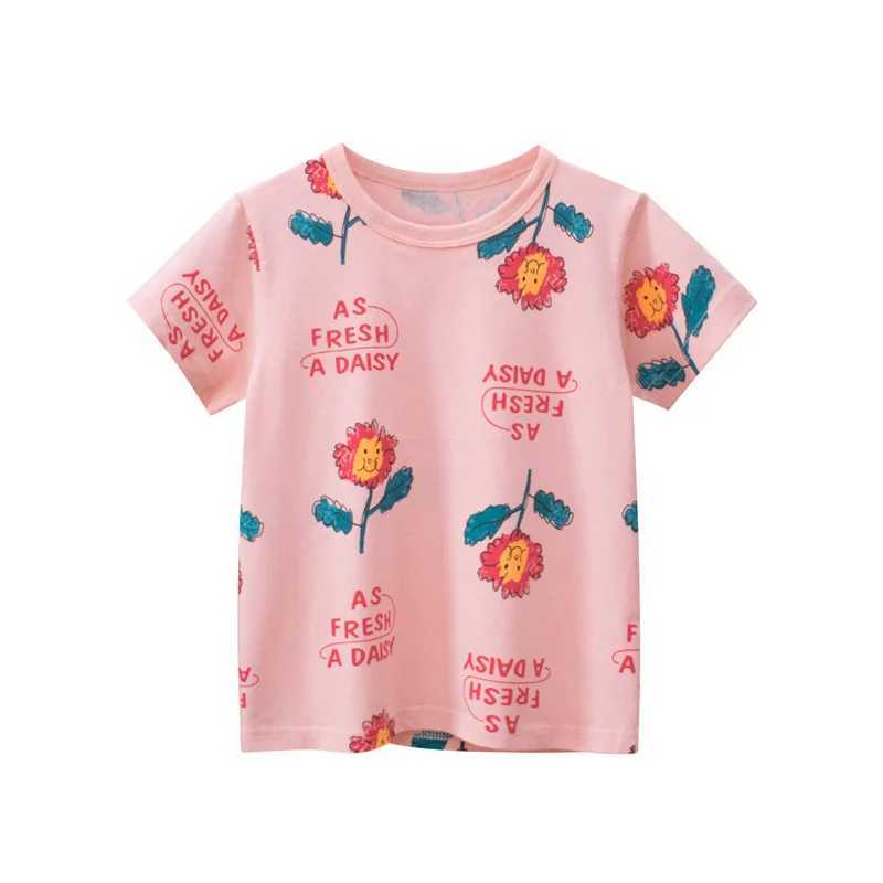 T-shirts 2-8T Flower Girls T Shirt Cotton Toddler Kid Baby Girl Clothes Summer Infant Top Short Sleeve Floral Tshirt Childrens Tee OutfitL24729