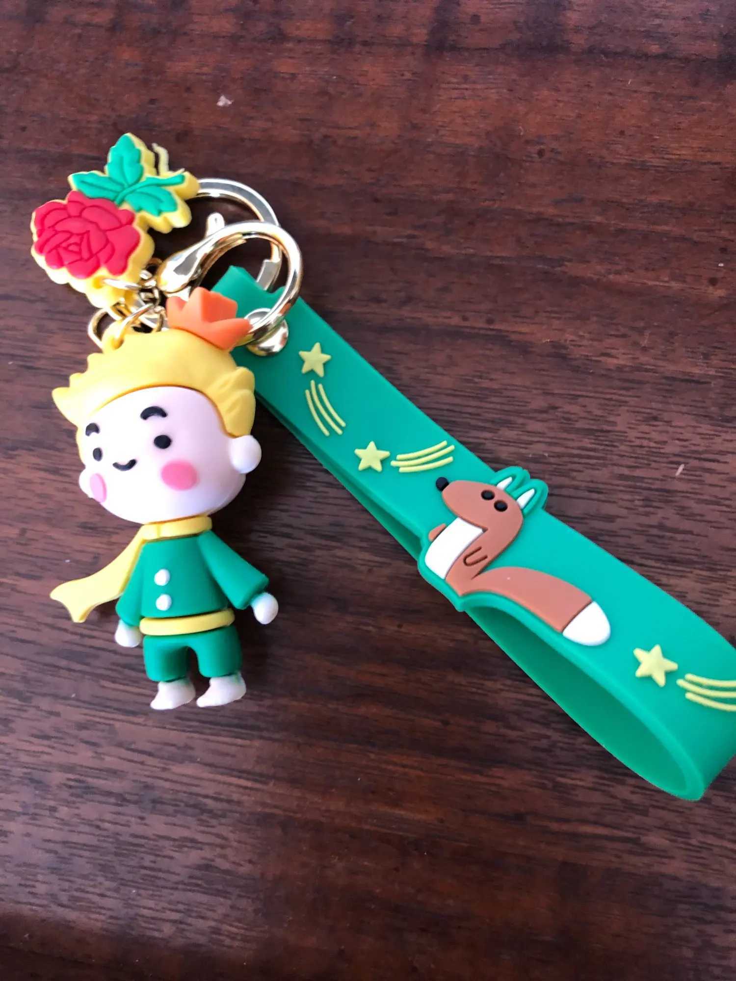 Cartoon The Little Prince 3D Figure Keychain Animal Fox Lanyard Key Rings PVC Trinket Props Bag Doll Key Buckles AccessoriesL240729