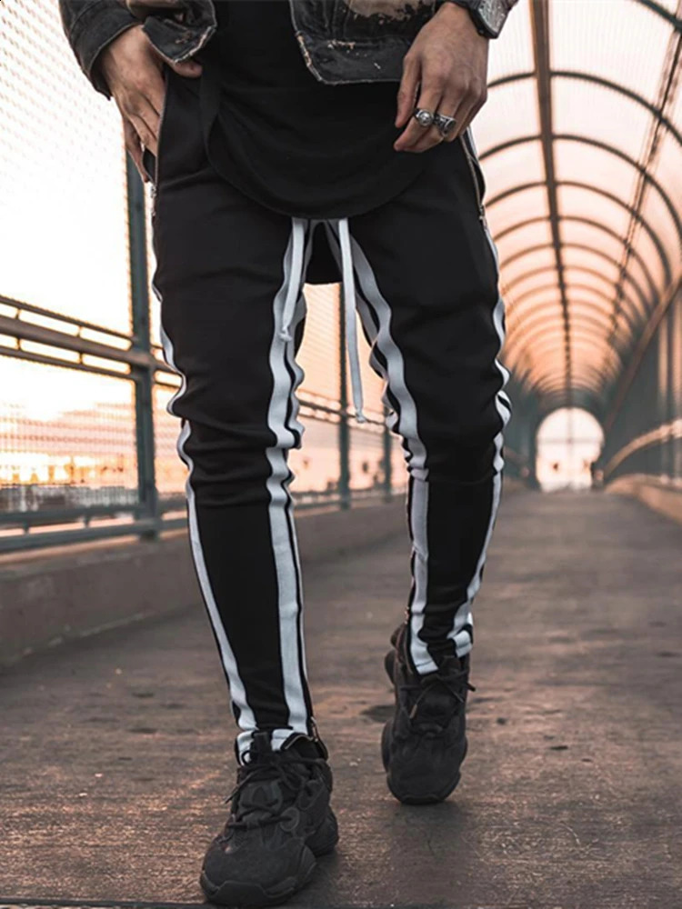 High Street European American Fashion Spring Autumn Sweatpants Stitching Zipper Pocket Pants MidWaist Slacks 240719