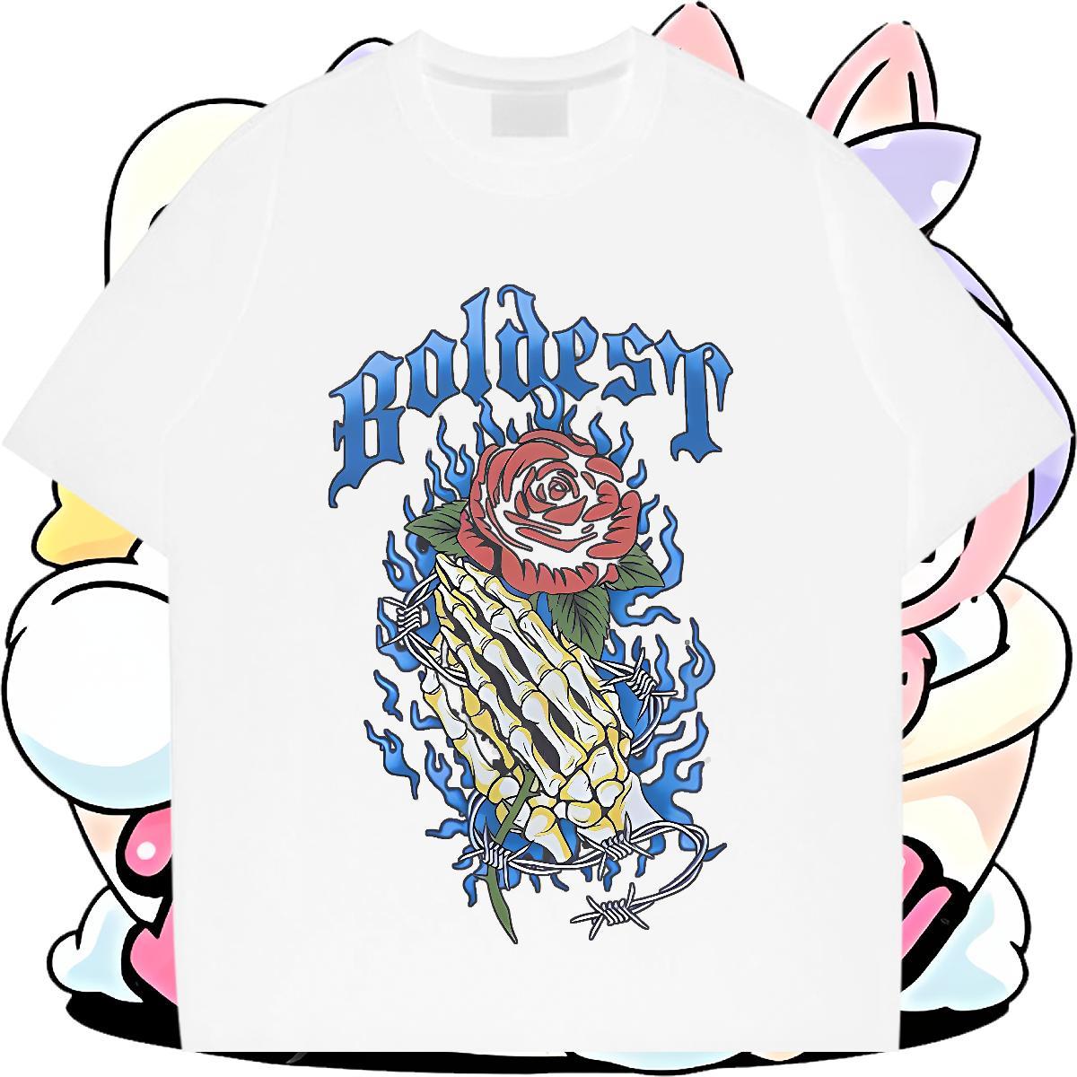 TOP Quality Men Tshirts 100% Cotton 230g Daily Wear flower Custom Anime Breathable Crew Neck 2024 Man T Shirts Top Tees