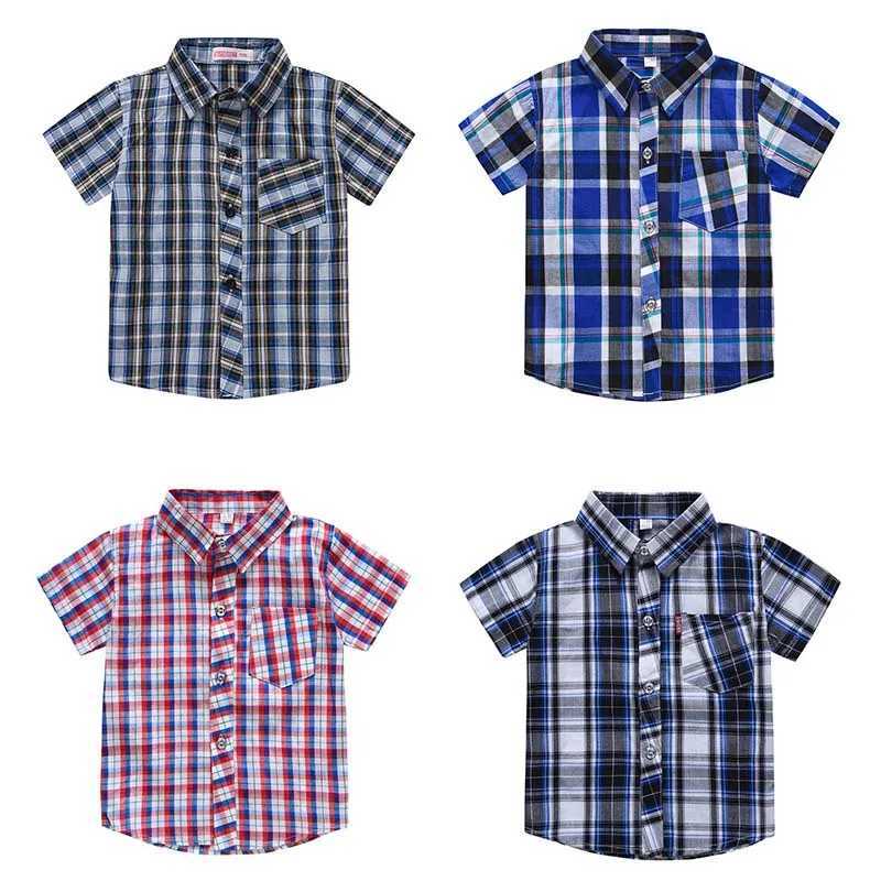 2023 plain weave childrens shirt summer thin short sleeved shirt baby boys shirt cotton casual childrens shirt tee 3-8YW240729