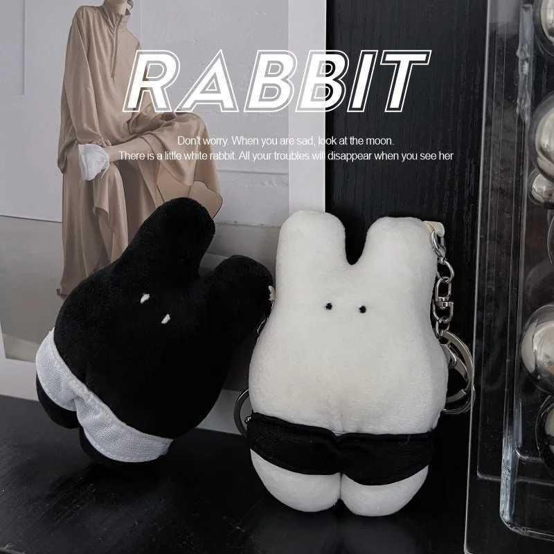 Cute Moon rabbit Cartoon Star Plush Doll Keychain Lovely Stuffed Pentagram Keyring Bag Pendant Bags Decoration AccessoriesL240729