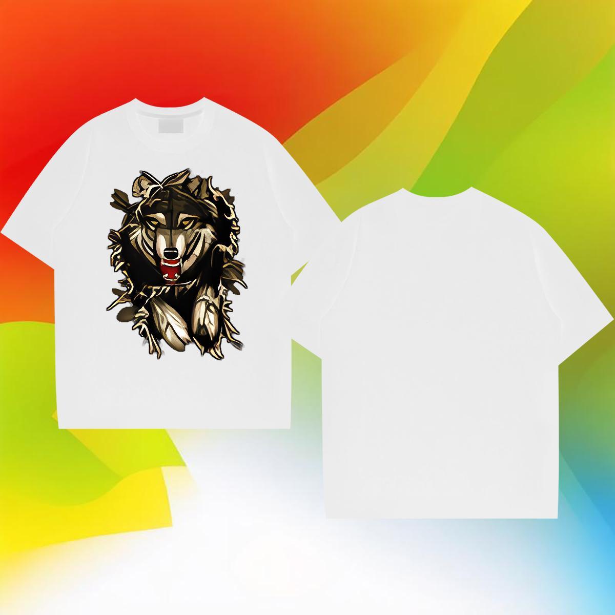 Comfortable Tshirt for Man Woman 100% Cotton 230g Street wear Hip Hop wolf DIY Breathable Crew Neck Custom T-Shirts Top Tees