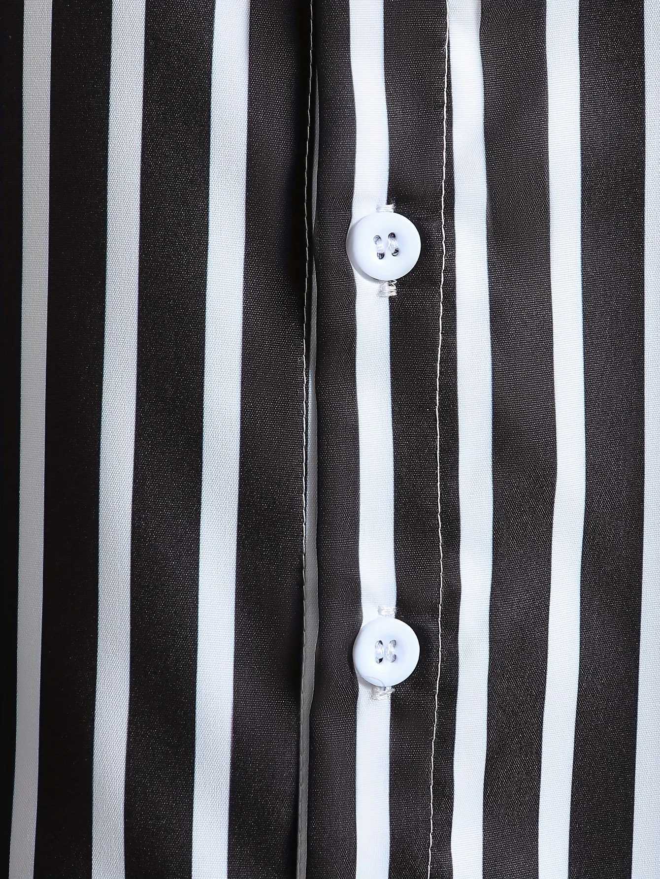 Summer black and white striped printed boys creative shirt casual short sleeved lapel shirt top baby boys clothing outdoor T-shirtW240729